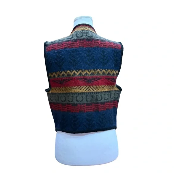 Vintage Woolrich Women’s Vest Aztec Blanket Fringe Concho Bolero Size Small - Picture 6 of 9